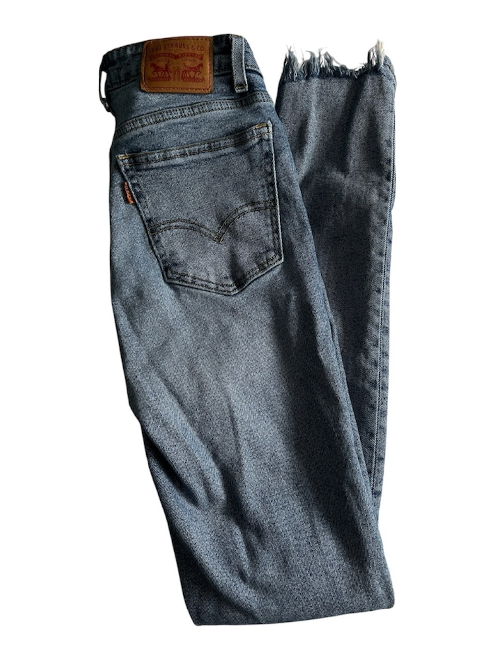 Levis 721 Jeans Womens 25x32 Vintage High Rise Skinny Orange Tab Distressed